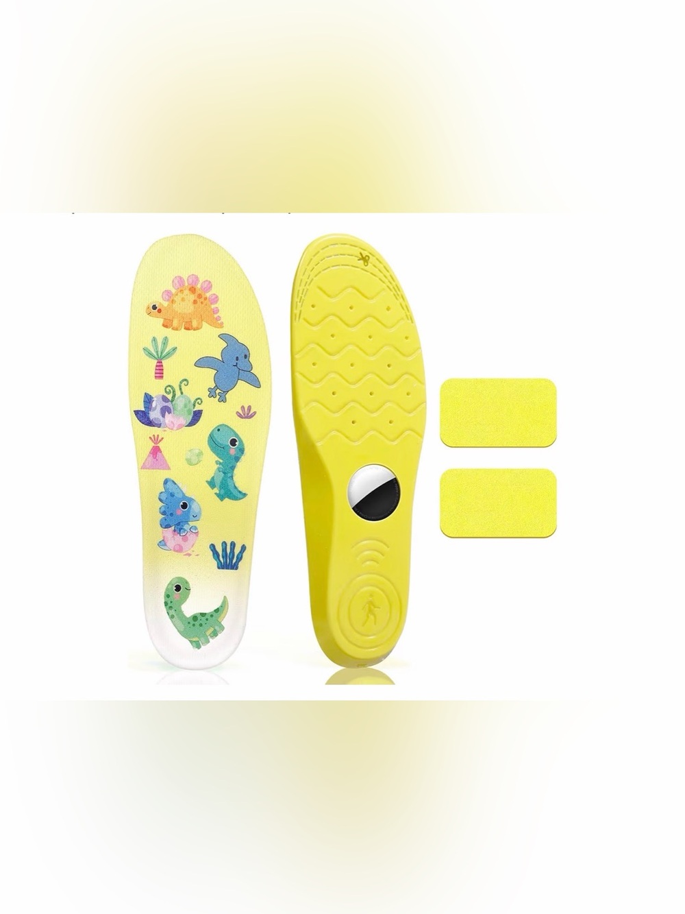 NWT Kids Insoles Inset Case for Hidden AirTag Yellow Dinosaur Size 11.5-13